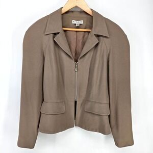 bebe Zip Front Blazer Womens 10 Brown Tailored Structured Office Professional